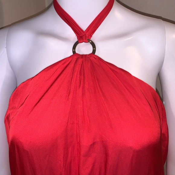 WHITE HOUSE BLACK MARKET SIZE 8 WOMEN HALTER BLOUSON HIGH-LOW DRESS - Picture 3 of 4